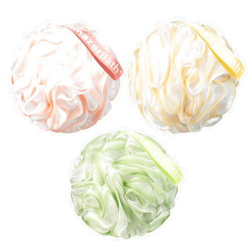 AmazerBath Loofah Sponge, Shower Loofah 60g/PCS - Body Scrubber Loofa Set of 3 Cotton Candy Trio, Bath Sponge for Men and Women