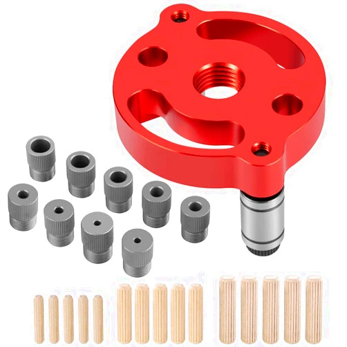 Breezliy Self Centering Doweling Jig, Dowel Drill Guide 2/3/4/5/6/7/8/9/10mm Handheld Drill Guide for Straight Holes Wood Panel Hole Puncher Locator