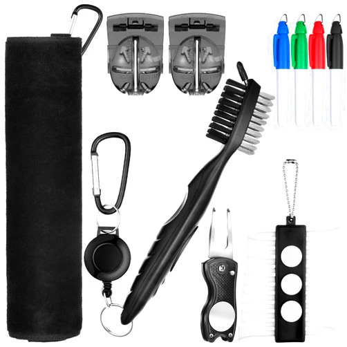 Sumind 22 Pcs Golf Club Cleaning Kit Bag Accessory for Men Include Cleaning Brush, Towel, Marking Pen, Line Marker, Tee Holder with Tee, Golf Repair Tool