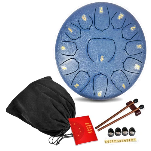 Ironkoi Steel Tongue Drum ， Hand Drums with Bag Sticks Music Book, Sound Healing Instruments for Musical Education Entertainment Meditation Yoga Zen Gifts (Navy, 6.5 Inches 13 Notes)
