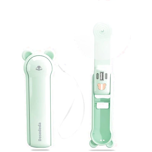 Dosododa 3-in-1 Handheld Fan with Power Bank & Flashlight - USB Rechargeable, Foldable, 3-Speed, 17 Hrs, for Travel, Home, Outdoor (Green