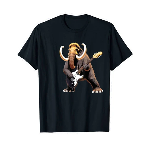 Music Lovers Mammoth playing Guitar Mammoth playing Electric Guitar, Mammoth Guitarist T-Shirt