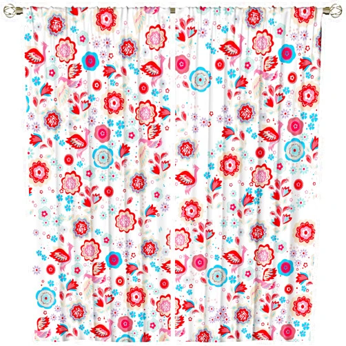 LHAITI Pink Floral Curtains, Flower Kids Blackout Curtains for Girls Colorful Light Filter Curtains Rod Pocket Drapes for Living Room Bedroom Dining Room Farmhouse Kitchen Kids Room Decor W42xL45in