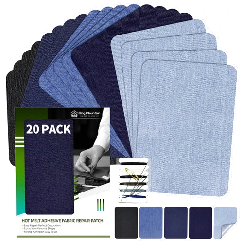 KING MOUNTAIN Iron-on Repair Patch 20 Pcs Pack,Denim Patches for Jeans Kit 3
