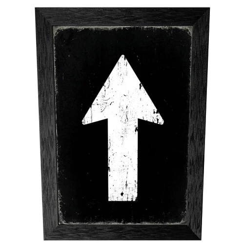 Generic Framed Minimalist Arrow Wall Art - Distressed Upward Direction Graphic on Black Background - Modern Industrial Style Geometric Artwork in Premium Black Frame for Home - 12x16 Inch