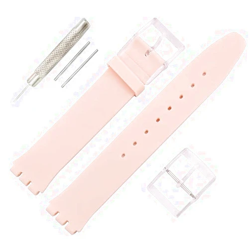 MMBAY 16MM Ultra-Thin Ladies Rubber Watch Band Compatible Swatch Replacement Silicone Watch Strap Waterproof Watch Wristband for Women SFK360 SFK397 and so on