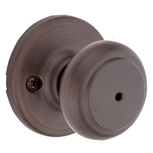 Kwikset Cove Interior Privacy Door Knob with Lock, Door Handle For Bathroom and Bedroom, Venetian Bronze Keyless Turn Lock Doorknob