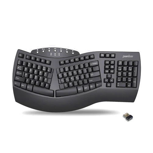 Perixx Periboard-612B Wireless Ergonomic Split Keyboard with Dual Mode 2.4G and Bluetooth Feature, Compatible with Windows 10 and Mac OS X System, Black, US English Layout