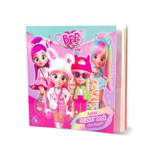 BFF BY BEBÉS LLORONES Fashion Design Book / +250 Stickers to Create Unique Styles, Includes 10 Sticker Pages and 24 Characters to Dress Up - Ideal Gift for Boys and Girls +3