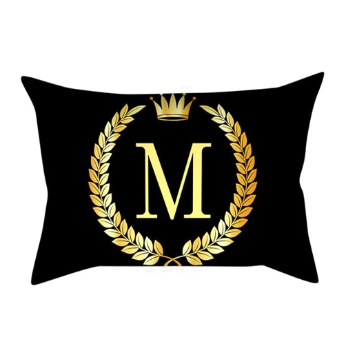 TUNKENCE Pillowcase Covers Pillowcase Pillow Home Cover Gold Black Cover Decor Sofa and Cushion Letter Pillow Case for Home Decor, Sofa, Party,12x20Inch