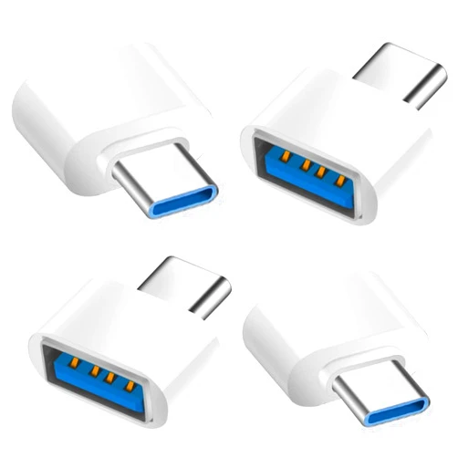Mepsies USB C to USB Adapter 4 Pack, USB Female to USB C Male OTG Adapter, USB Type C Adapter Compatible with MacBook Pro, iPhone 17/16/15, Samsung Galaxy, iPad, Type-C Phones, Laptops, Tablets (White)
