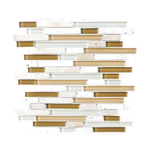 BUILDMYPLACE.COM BuildMyplace Bamboo Random Strip Glass Stone Blend Mosaic for Bathroom/Kitchen Backsplash, Living Room, and Dining Room (10 Tiles | Covers: 10 / sq. ft.)