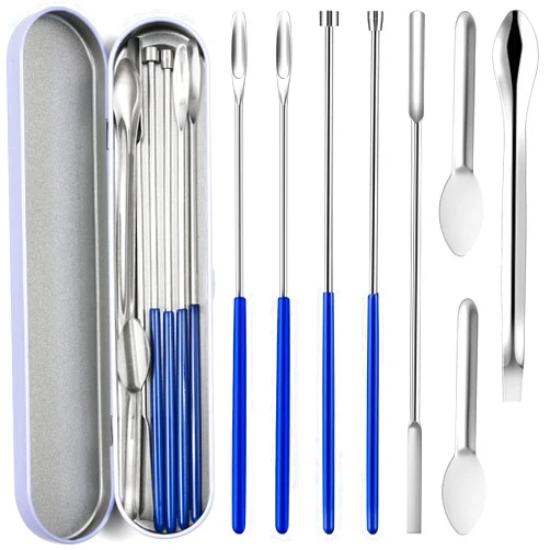 LANDNEOO 8 Piece Capsule Filling Machine Kits for Empty Pill Capsules Filler, Home & Lab Supplies - Micro Tiny Spoon Spatula, Lab Scoop Filling Tray, Herb Powder Tamper Tool, Gel Capsules Size #000 00 0 1 2 3