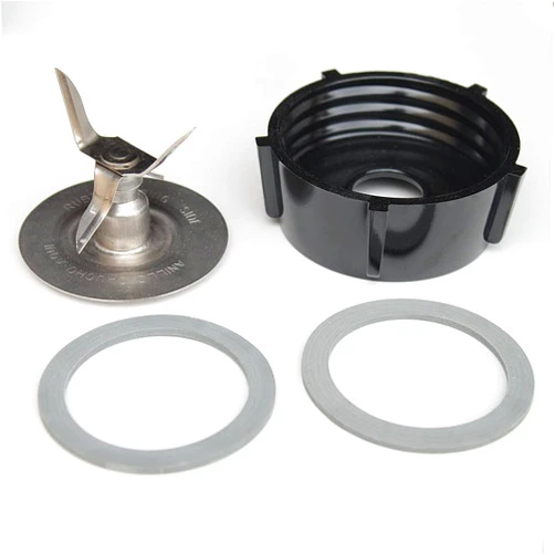 Felji Replacement Parts Compatible with Osterizer Oster Blender Blades Assembly with 4961 Blender 4-Point Fusion Blade & 4902 Jar Bottom Cap and 2 Pcs Rubber Gasket