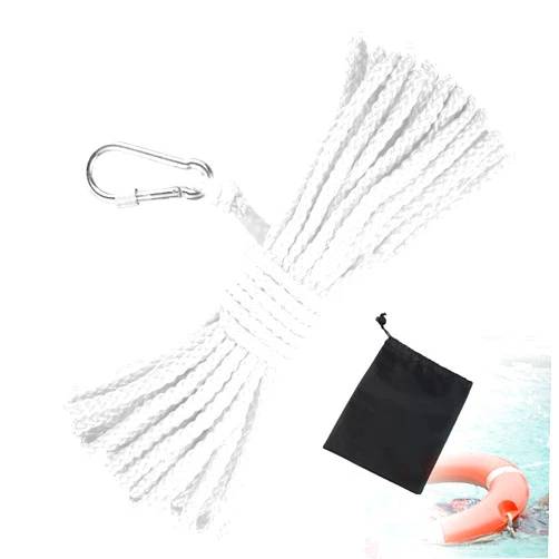 Lasuroa 16.4 Yards Water Floating Lifesaving Rope, Braided Polypropylene Rope Life Preserver Ring Rope Professional Throwing Rope with Storage Bag for Boat Anchor