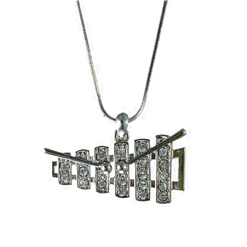 KASHUEN Bell Kit Glockenspiel Xylophone Austrian Crystal Charm Pendant Necklace, Rhodium Plated Women's Fashion Jewelry