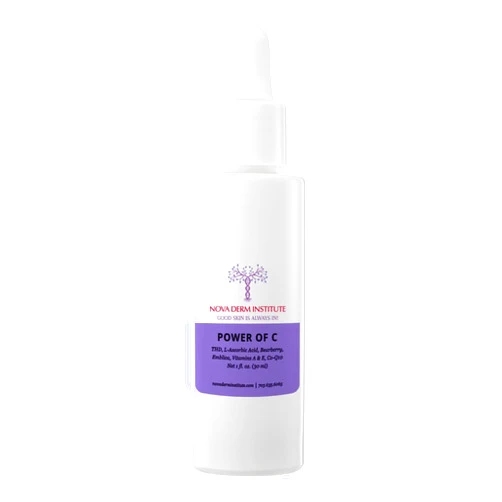 NOVA DERM INSTITUTE Power of C Vit C Serum for Face with Hyaluronic Acid 20% Non-Oxidizing Glass Skin AntiAging Face Serum Skin Care Made in USA