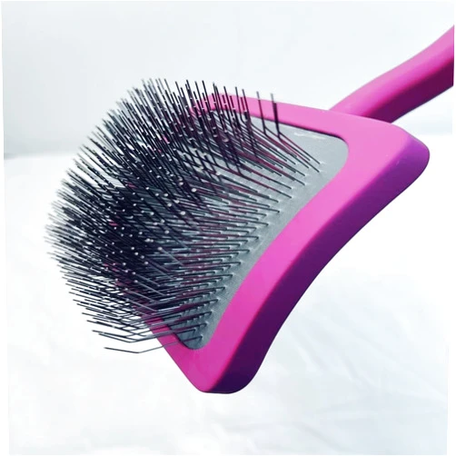 Omkesavyasvaha Professional Dog Slicker Brush - Fluff and Detangle (purple)