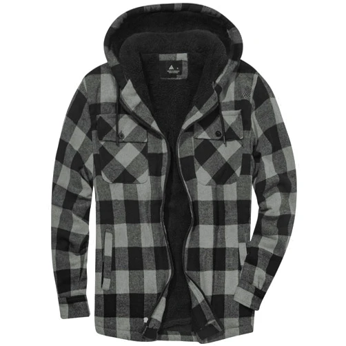 SCODI Men's Flannel Jacket Sherpa Lined Hoodies Zip Up Fleece Plaid Shirt Jackets Winter Outdoor Coat Warm Outwear