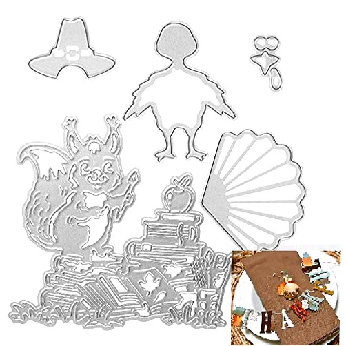 ABTOLS Metal Crazy Turkey Forest Animals Cutting Dies,Magic Squirrels On Books Die Cuts Embossing Stencils Template Mould for Card Scrapbooking and DIY Craft Album Paper Card Decor