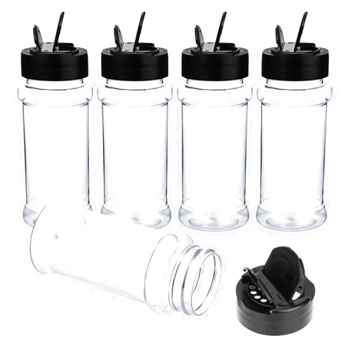 Molain 5 PCS Empty Spice Jars 3oz with Shaker Lids Plastic Seasoning Containers Clear Seasoning Bottles to Pour or Shake for Spice, Powders, Peppers, Salt for Spice Rack, Drawer, Cabinet