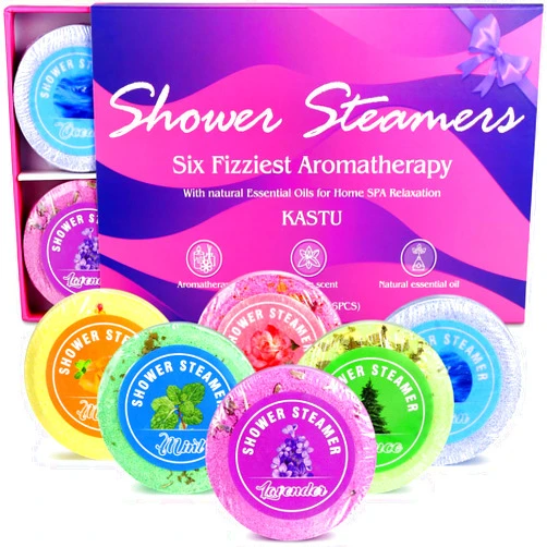 Kastu Aromatherapy Shower Steamers Tablets - Bath Bombs Gift Set,6 Pcs Fizzy Spa Bath,Relaxing,Bubble Bath bomb with Essential Oils Gifts Idea for Men Women