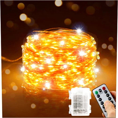 JIUSHIGAN JieSai Fairy String Lights Outdoor, 66ft 200 LED Warm White Fairy Lights Battery Operated, Led Twinkle Lights for Bedroom, Dorm, Patio, Party, Garden, Christmas, Indoor (White)