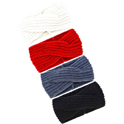 TecUnite 4 Pieces Winter Chunky Knit Headbands Braided Knitted Head Band Ear Warmer Crochet Head Wraps for Women Girls
