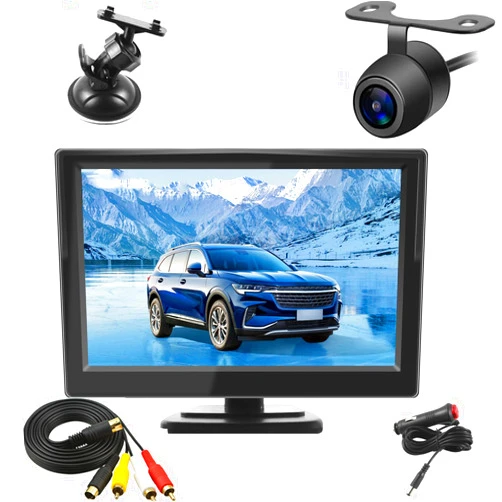 AISHICHEN Backup Camera with 5-Inch Monitor Easy Install: Plug-Play DIY Guide Lines Clear Night Vision HD 1080P Rear View Camera with Monitor Kit IP69 Waterproof Night Vision with On/Off Switch for Cars/SUVs