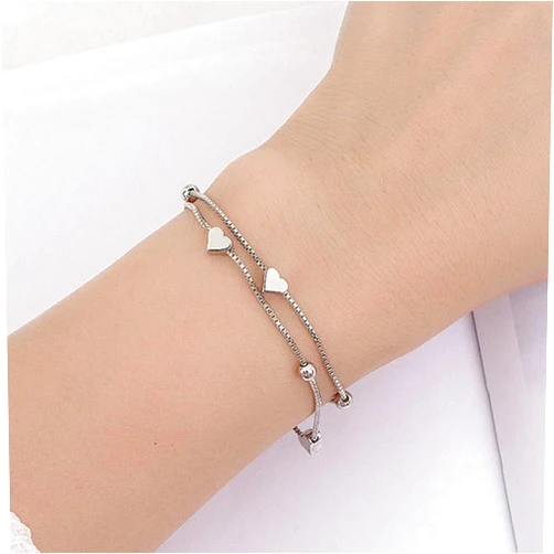 925 Sterling Silver Plated Bracelets for Women Love Heart Charm Chain Bracelet Bangle Fashion Jewelry Gifts