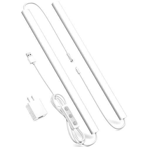 Vovamo Plug-in Under Cabinet Lighting, Dimmable Counter Lights for Kitchen, 2pcs 12 Inch, Cold White 6000K Linkable USB Led Closet Light, Wired Indoor Night Lights Bar for Desk, Sink,Workbench