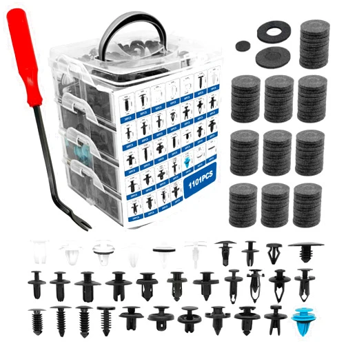 TOPCNOEM 1101PCS Car Door Trim Panel Clips Kit, Car Retainer Clips Auto Push Pin Rivets Set - 32 Most Popular Sizes and 1 Pcs Fastener Remover Remover for GM Ford Mazda Chrysler Benz Subaru Toyota Honda