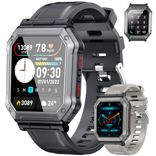 Kimeag Smart Watch for Men Fitness Tracker: Military Smart Watches for Men Digital Mens Watches Make/Answer Call Running Waterproof Smartwatch Android Phones iPhone Samsung Compatible Heart Rate Monitor