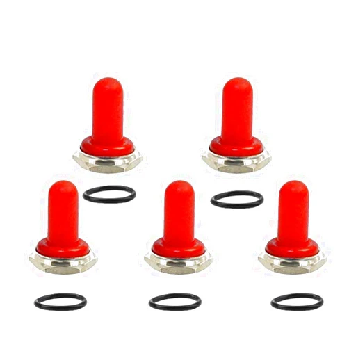 ESUPPORT Red 12mm Rubber Rocker Toggle Switch Knob Hat Waterproof Boot Cover Cap Dustproof Oil Resistant Pack of 5