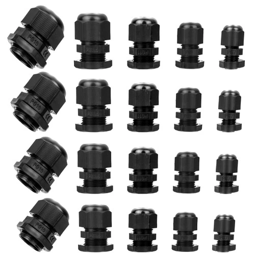 Psyqtsuary 20Pack Cable Gland Waterproof Adjustable 3-13mm Nylon Cable Glands PG7 PG9 PG11 PG13.5 PG16 Plastic Cable Gland Joints Wire Protectors