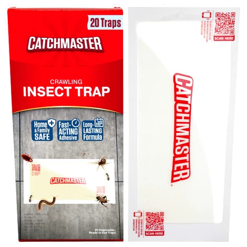 Catchmaster Crawling Insect Trap XL Giant Glue Traps 20-PK, Adhesive Bug Catcher, Spider, Cricket, Ant & Roach Traps for Home, Bulk Insect Glue Boards for House & Garage, Pet Safe Pest Control