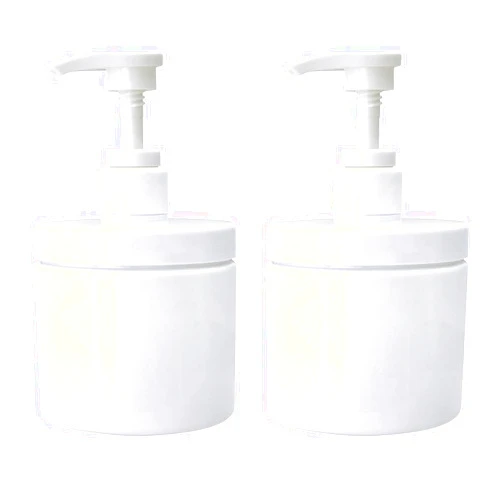 Cosywell Pump Bottle Dispenser Plastic Pump Bottles Refillable Bottles Wide Mouth Jar Style Empty Pump Bottles Bathroom Shower Containers for Lotion Shampoo Conditioner (White, 2X 500ml)