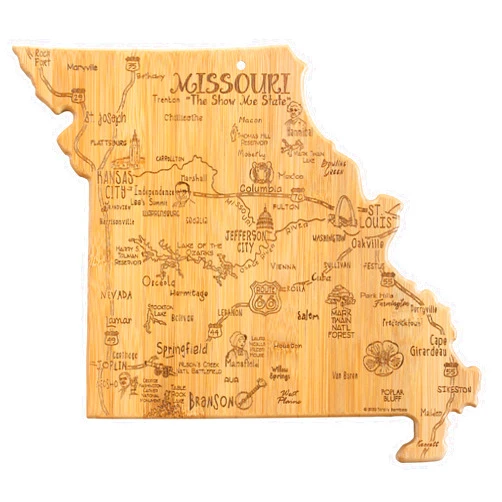 Totally Bamboo Destination Missouri State Shaped Serving and Cutting Board, Includes Hang Tie for Wall Display