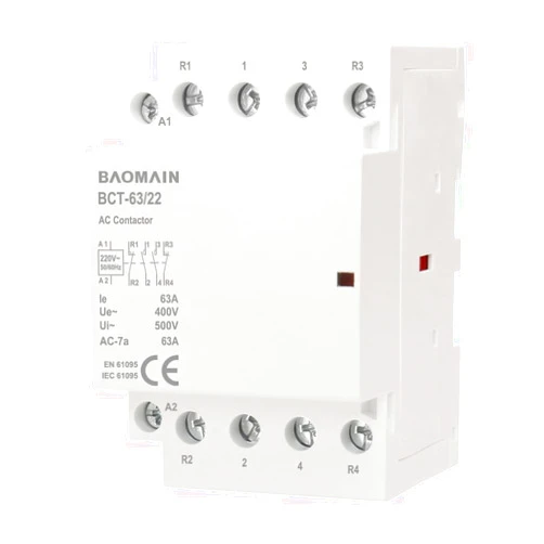 Baomain AC Contactor 63A 4 Pole 2 NO 2 NC Universal Circuit Control 35mm DIN Rail Mount CE Listed BCT-63/22 (AC 220V)