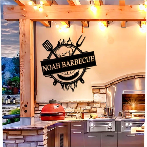 Life4Gifts Personalized Metal BBQ Smoke and Grill Sign Restaurant, Custom Family Name Metal Sign BBQ, Barbecue Metal Sign, Decor Bar Pub Club Cafe Restaurant Home Indoor Outdoor Wall Decor Art Sign