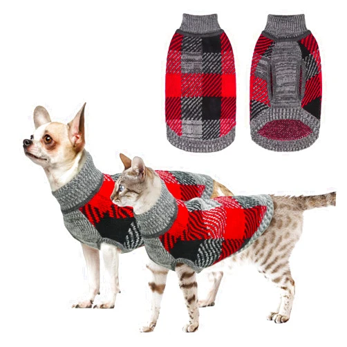 BEAUTYZOO Knitted Pullover Dog Sweater for Small Medium Dogs Puppy Girls Boys,Turtleneck Dog Clothes Cat Sweater, Fall/Winter Warm Soft Apparel,Cold Weather Knitwear with Leash Hole,Chihuahuas,Yorkie