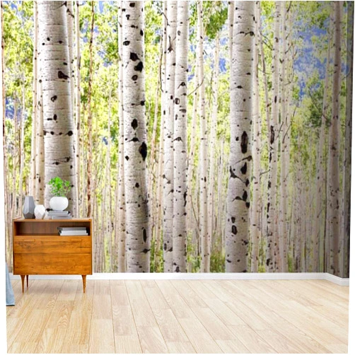 Kanworse Grove of Aspen Trees Canvas Print Wallpaper Wall Mural Self Adhesive Peel & Stick Wallpaper Home Craft Wall Decal Wall Poster Sticker for Living Room