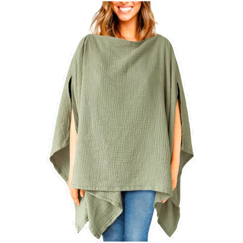 Konssy Muslin Nursing Cover for Breastfeeding, 360° Full Privacy Breathable 100% Cotton Breastfeeding Cover, Multi-use Carseat Canopy(Fog Green)