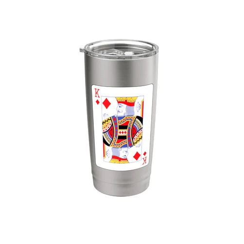 Full Deck of Playing Cards for dark colors King of Diamons Playing Card Stainless Steel Insulated Tumbler