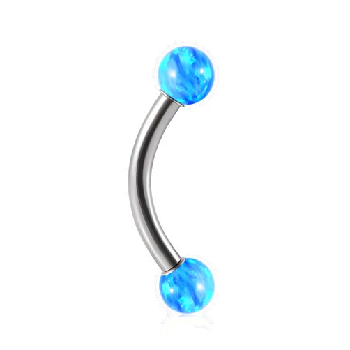 SQKXKLCZ 16G 8mm/10mm/12mm G23 Implant Grade Titanium Internally Threaded 3mm Prong Set CZ Crystal/Synthetic Opal Ends Cartilage Helix Daith Rook Eyebrow Curved Barbell Navel Piercing Jewelry