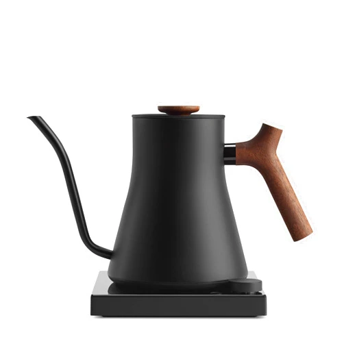Fellow Stagg EKG Pro Studio Edition Electric Gooseneck Kettle - Pour-Over Coffee, Tea, Quick Heating, Precise Temperature Control, Scheduling, Built-in Brew Timer-Matte Black with Walnut Handle, 0.9 L