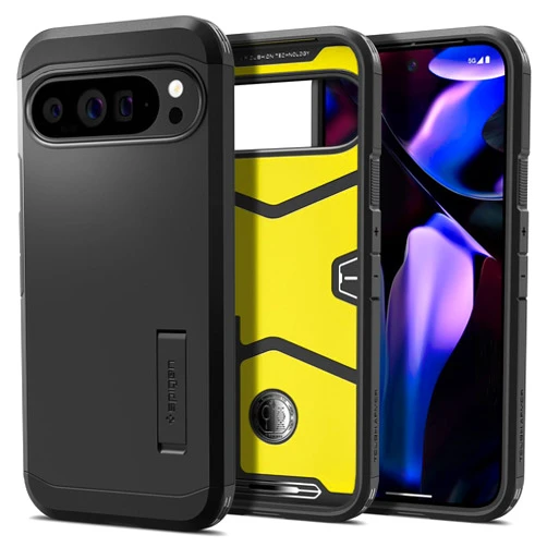 Spigen Tough Armor Designed for Pixel 9 Pro XL Case (2024) [Military-Grade Protection] [Kickstand] - Black