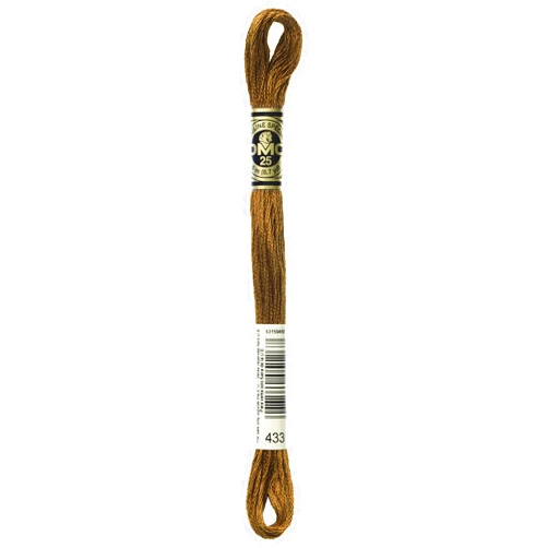 DMC 117-433 Six Stranded Cotton Embroidery Floss, Medium Brown, 8.7-Yard