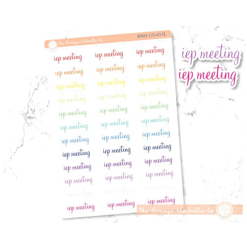 Handmade IEP Meeting Planner Stickers, Script 