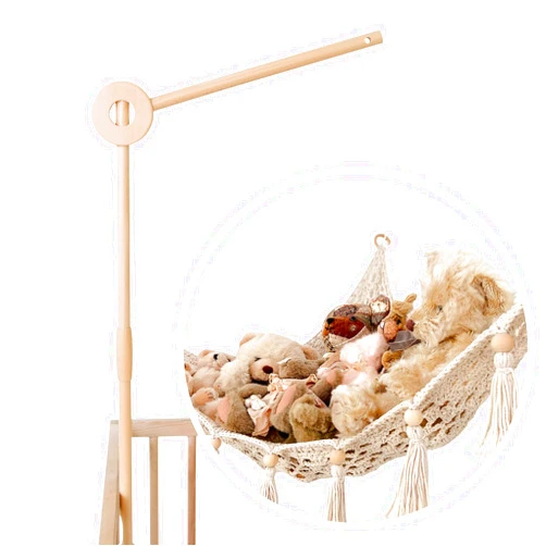 Sasa Baby and Toddler Nursery Decor Bundle - Sasa Macrame Toy Hammock for Stuffed Animals, Plush Hammock & Wooden Crib Mobile Arm, Baby Mobile Hanger for Crib, for Nursery Room Decor & Crib Holder